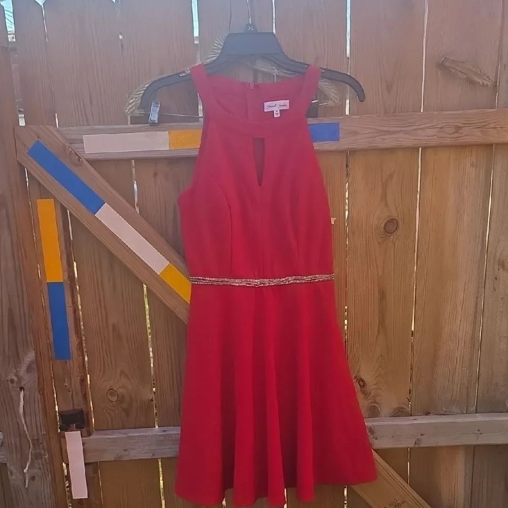 Emerald Sundae Red Halter Mini Dress